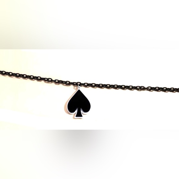 Casino Black Spade Charm Gamble Playing Card Deck Poker Thick Link Chain Pendant - Picture 2 of 8